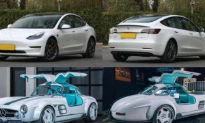 30万的特斯拉Model 3改成千万神车奔驰300SL，这回真心动了！